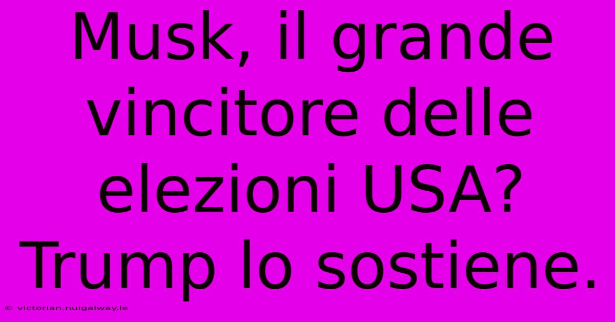 Musk, Il Grande Vincitore Delle Elezioni USA? Trump Lo Sostiene.