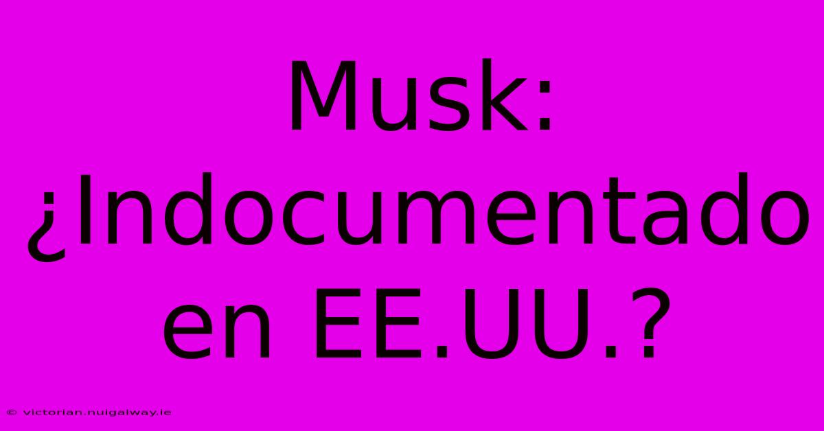 Musk: ¿Indocumentado En EE.UU.?