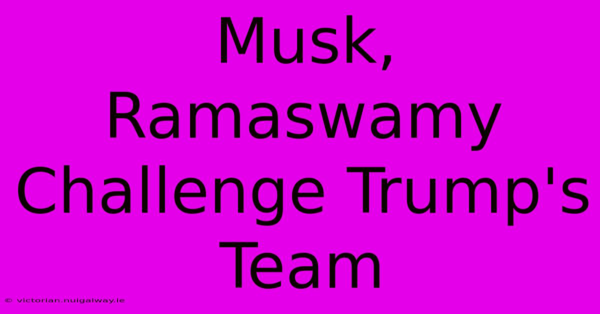 Musk, Ramaswamy Challenge Trump's Team