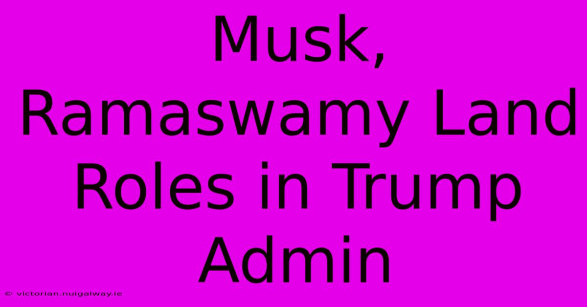 Musk, Ramaswamy Land Roles In Trump Admin