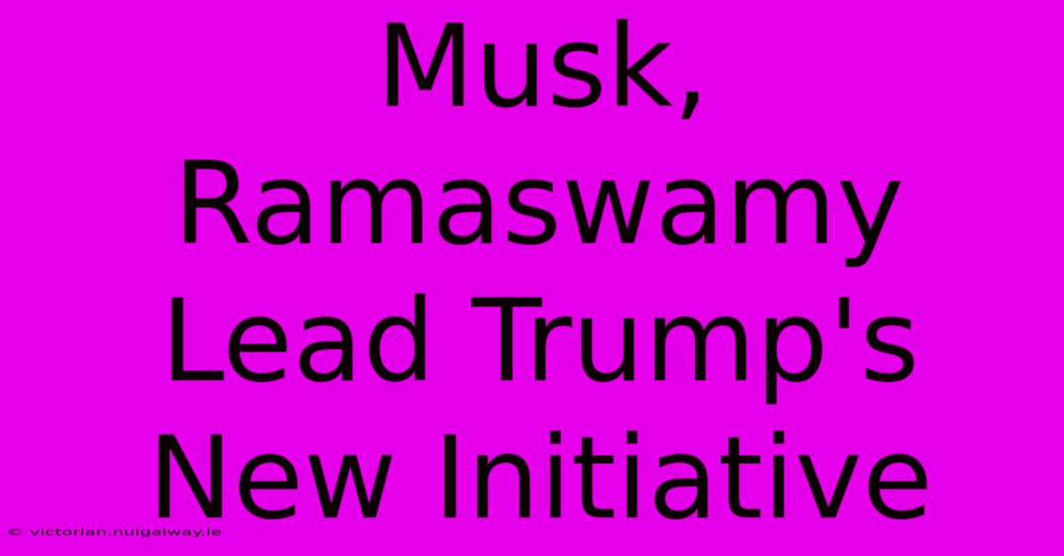 Musk, Ramaswamy Lead Trump's New Initiative