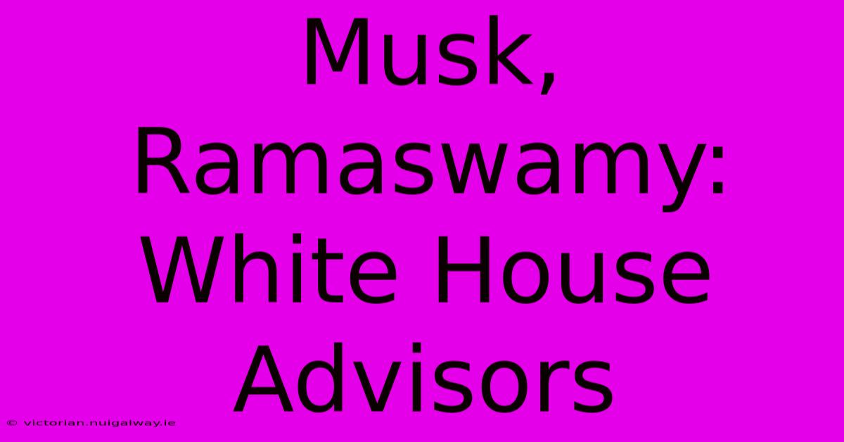 Musk, Ramaswamy: White House Advisors