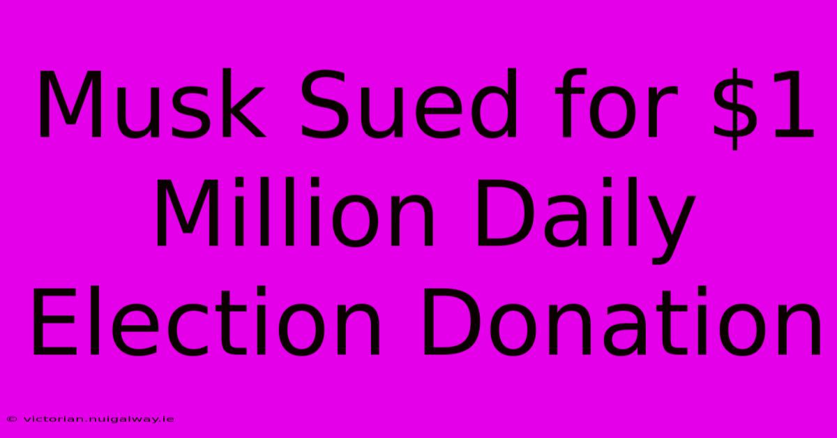 Musk Sued For $1 Million Daily Election Donation