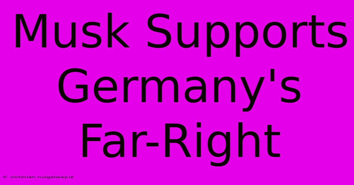 Musk Supports Germany's Far-Right