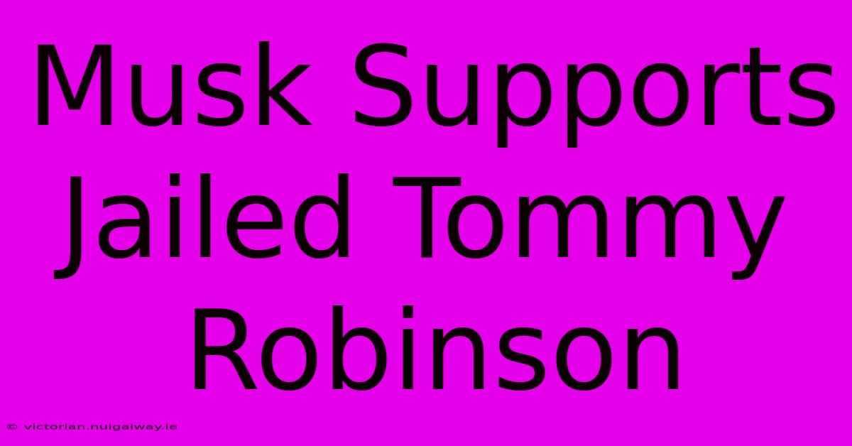 Musk Supports Jailed Tommy Robinson