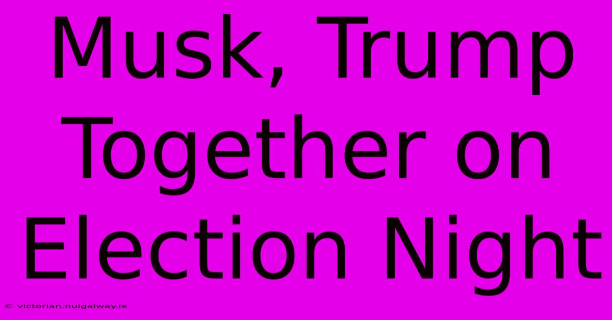 Musk, Trump Together On Election Night