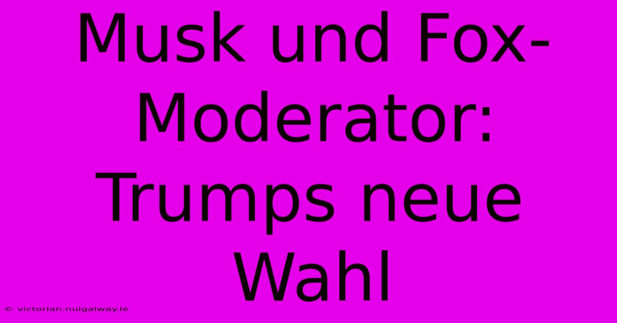 Musk Und Fox-Moderator: Trumps Neue Wahl