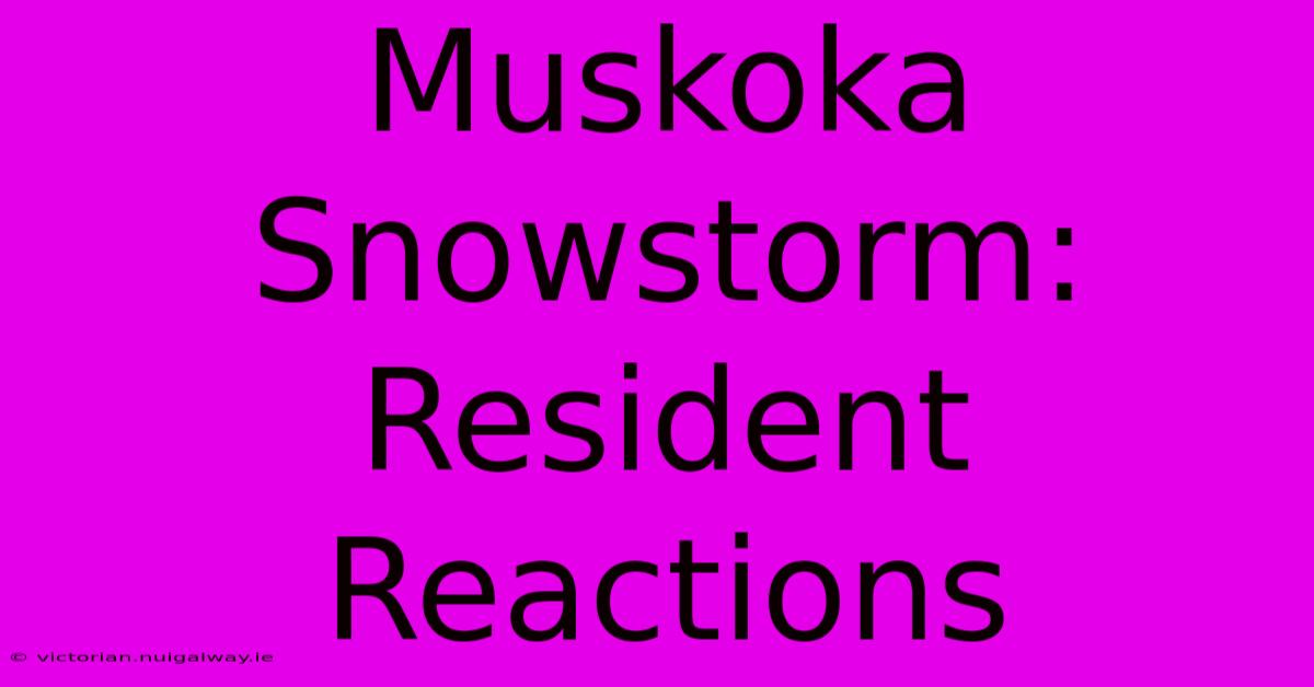 Muskoka Snowstorm: Resident Reactions