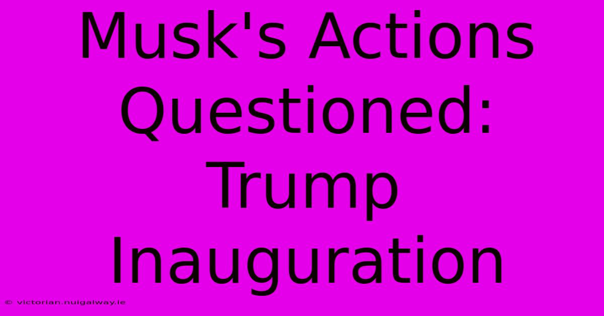 Musk's Actions Questioned: Trump Inauguration