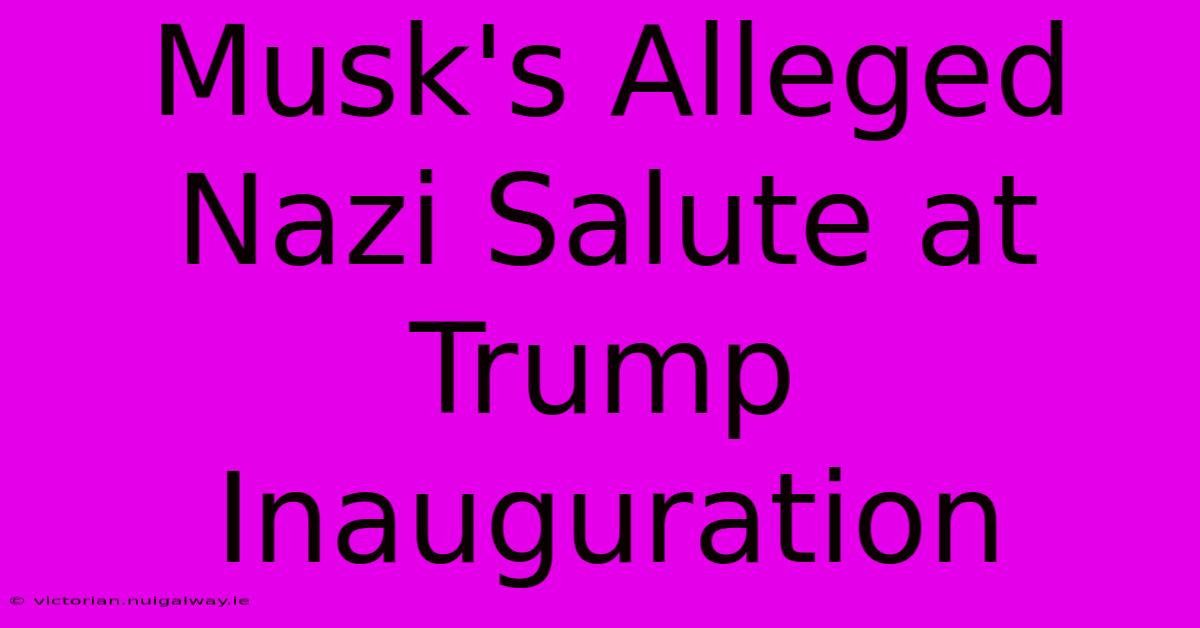 Musk's Alleged Nazi Salute At Trump Inauguration