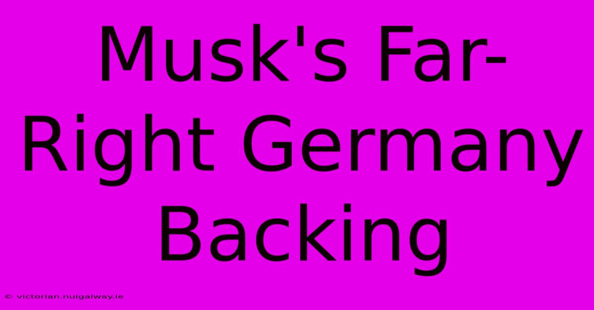 Musk's Far-Right Germany Backing