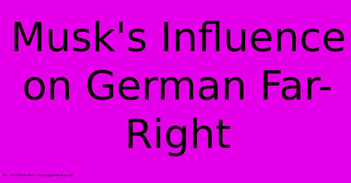 Musk's Influence On German Far-Right