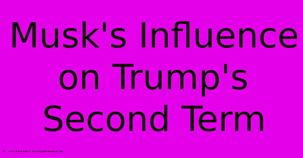 Musk's Influence On Trump's Second Term