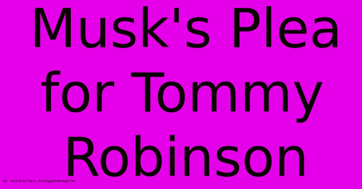 Musk's Plea For Tommy Robinson