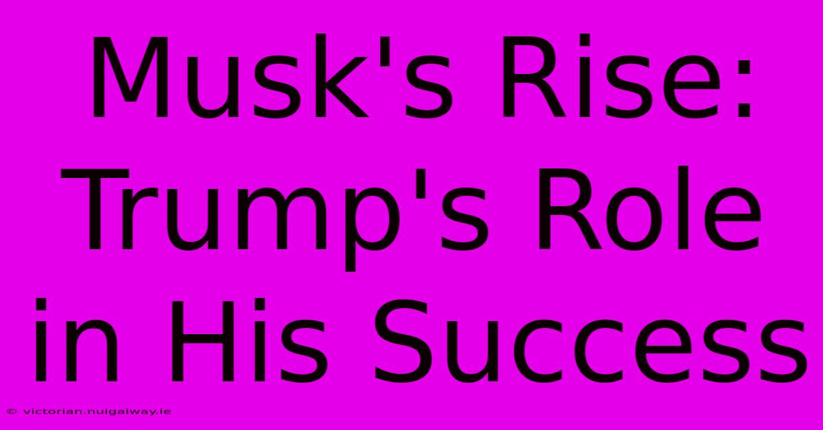 Musk's Rise: Trump's Role In His Success 