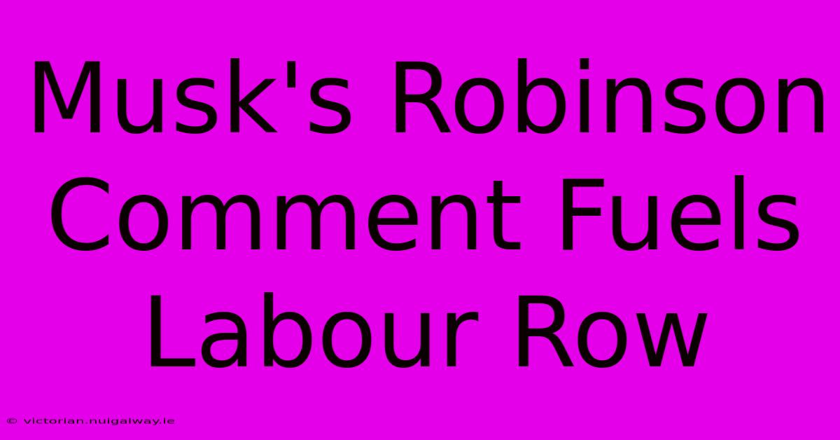 Musk's Robinson Comment Fuels Labour Row