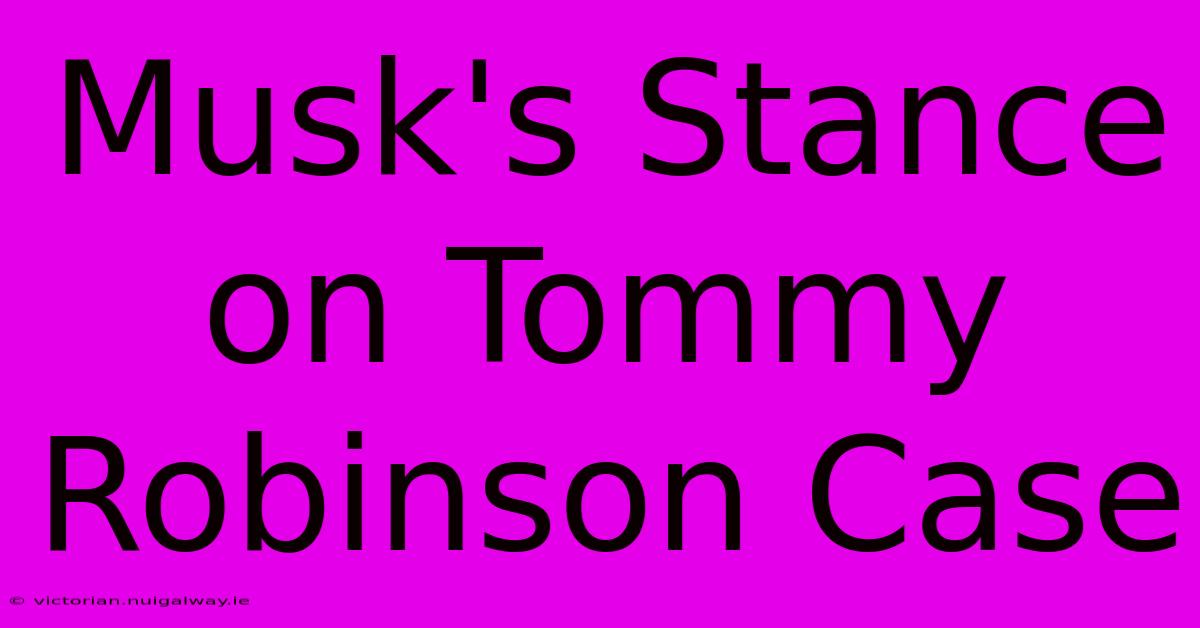 Musk's Stance On Tommy Robinson Case