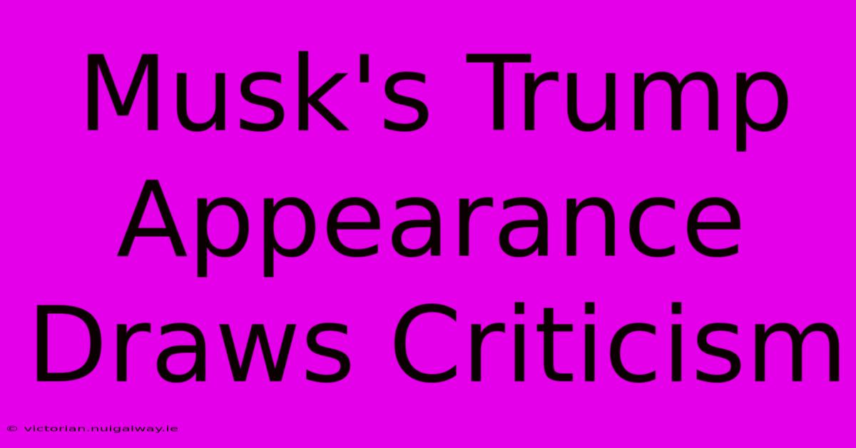 Musk's Trump Appearance Draws Criticism