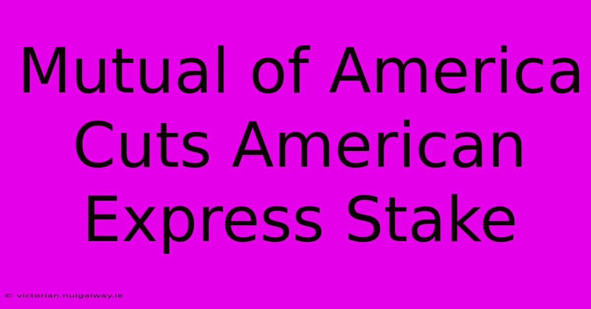 Mutual Of America Cuts American Express Stake