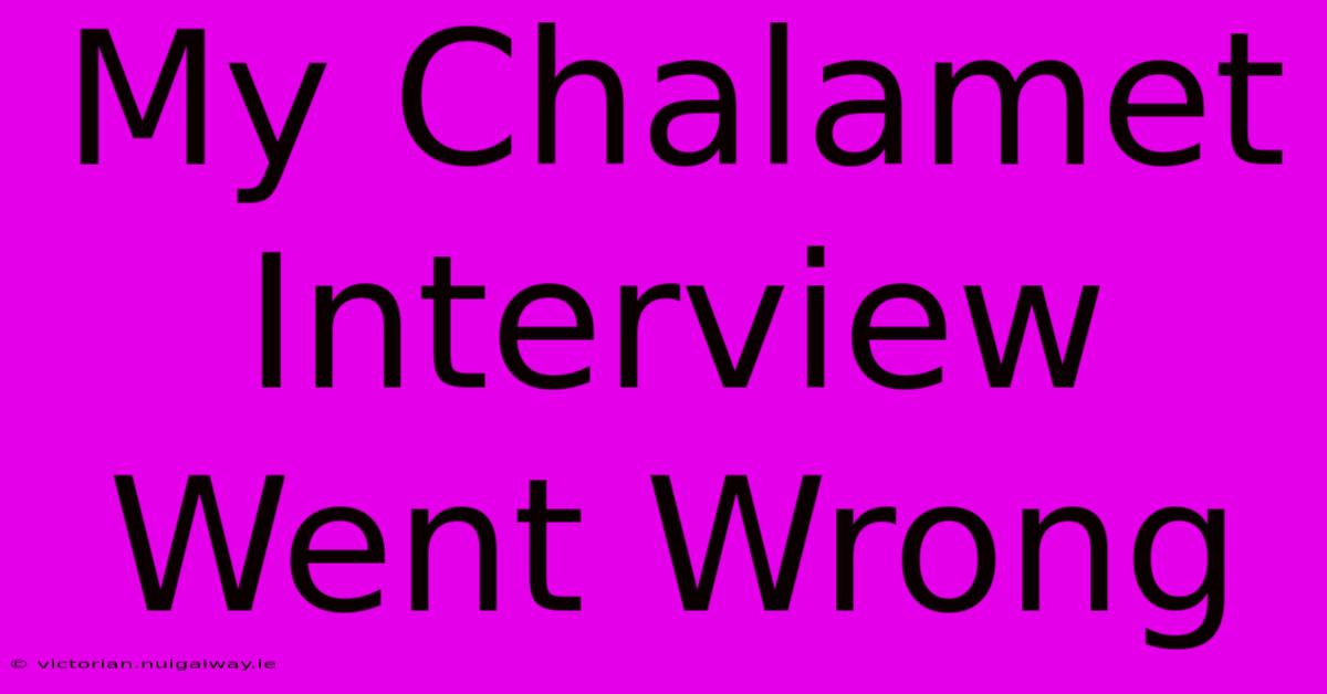 My Chalamet Interview Went Wrong