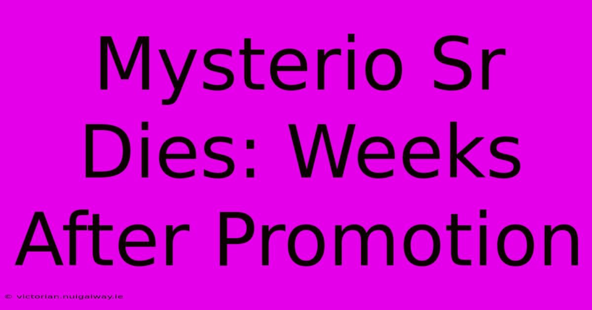 Mysterio Sr Dies: Weeks After Promotion