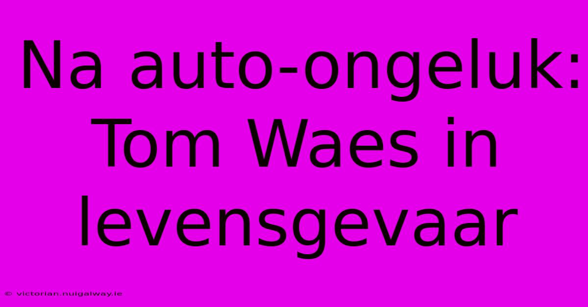 Na Auto-ongeluk: Tom Waes In Levensgevaar