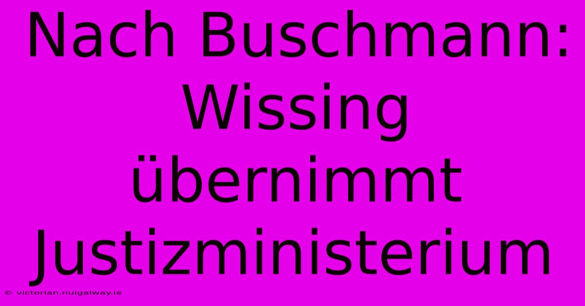 Nach Buschmann: Wissing Übernimmt Justizministerium