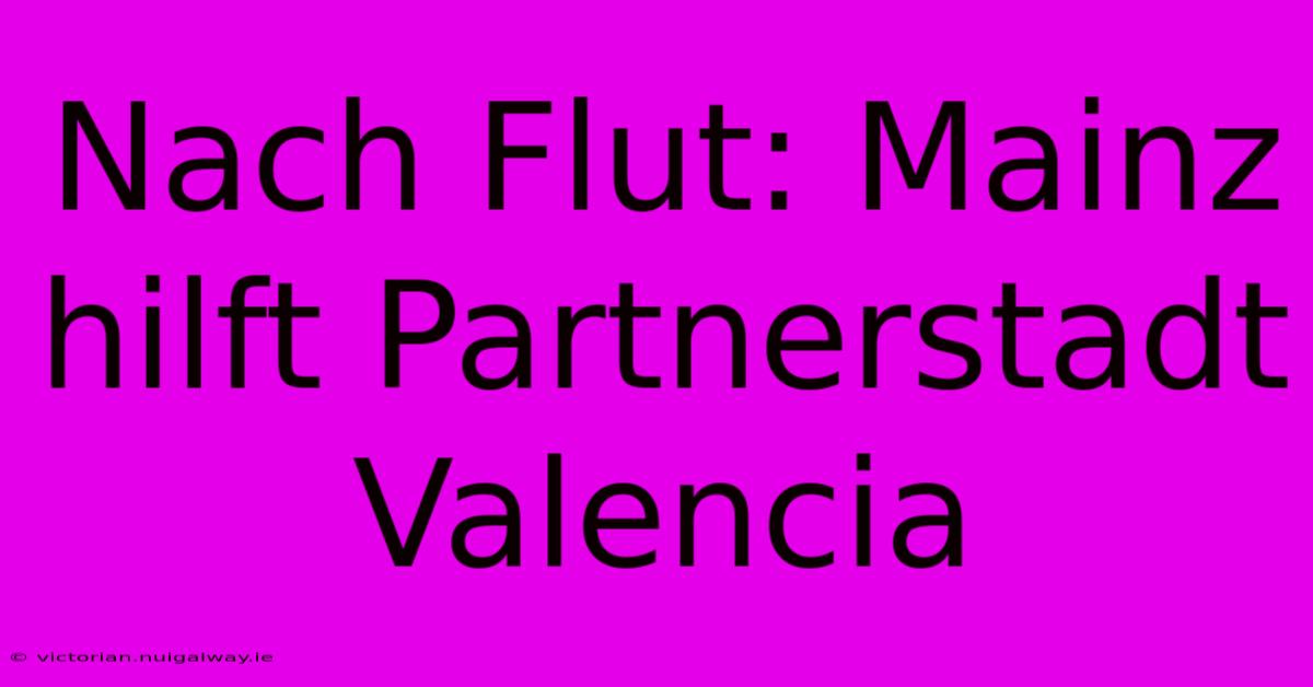 Nach Flut: Mainz Hilft Partnerstadt Valencia 