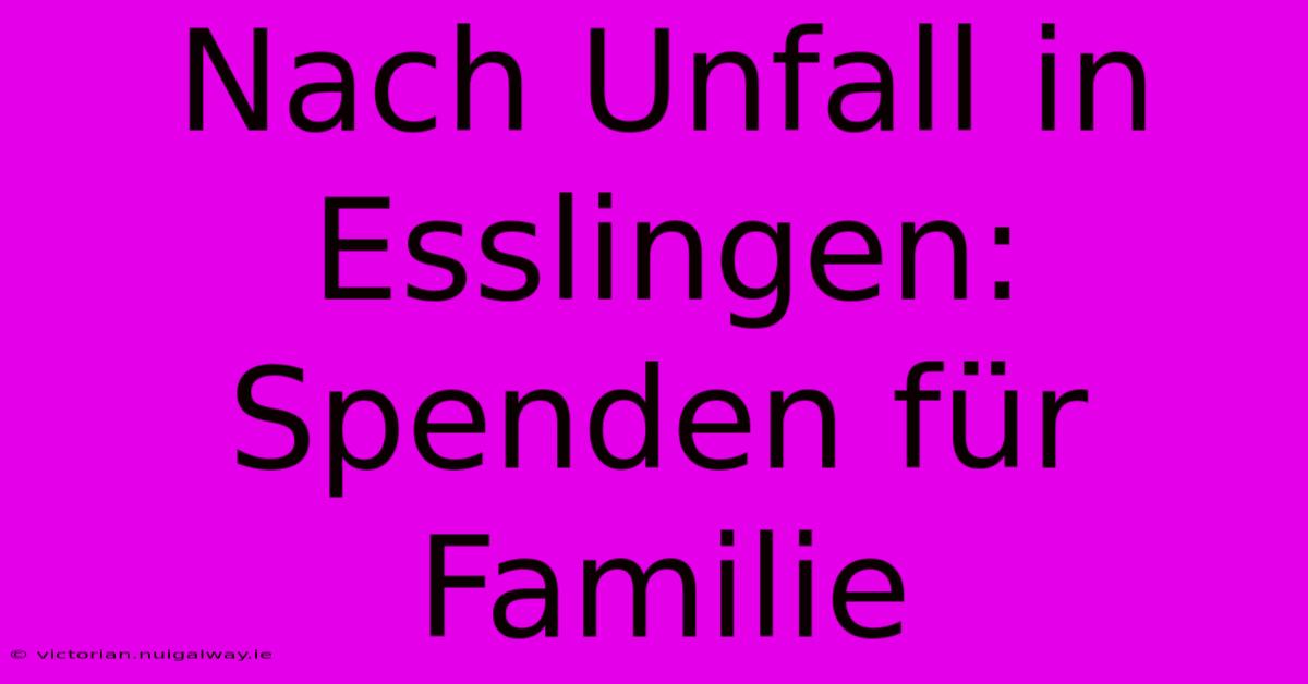 Nach Unfall In Esslingen: Spenden Für Familie