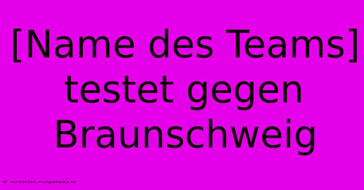 [Name Des Teams] Testet Gegen Braunschweig