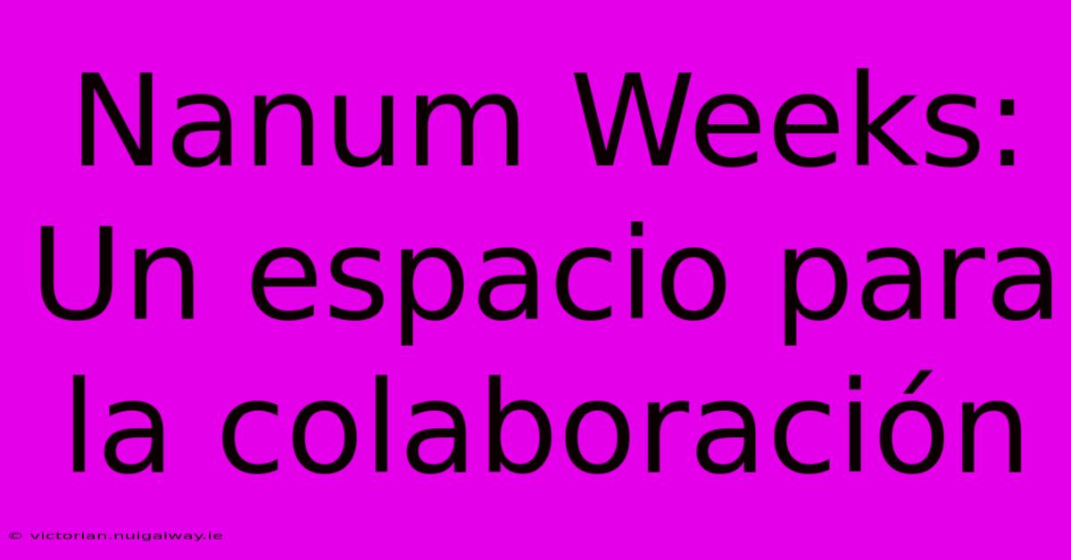 Nanum Weeks: Un Espacio Para La Colaboración