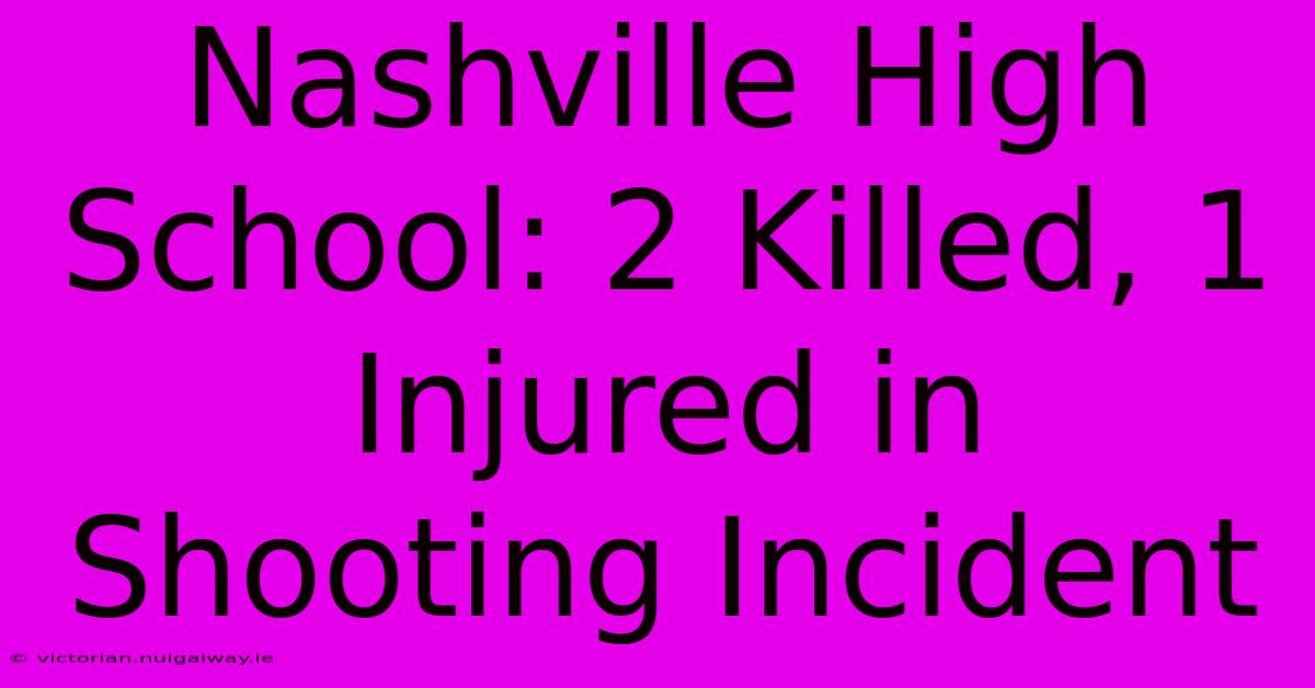 Nashville High School: 2 Killed, 1 Injured In Shooting Incident