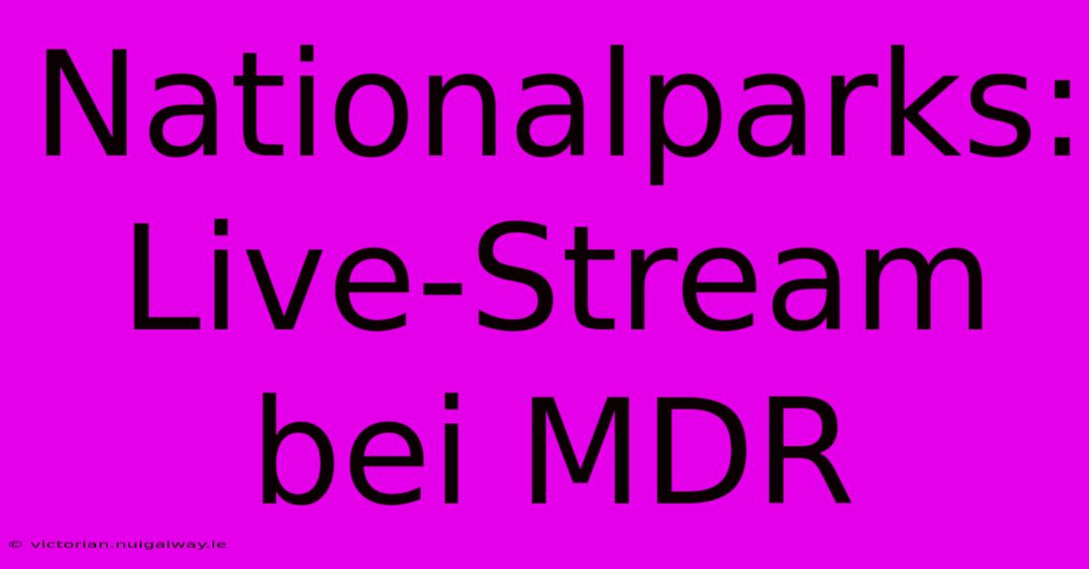 Nationalparks: Live-Stream Bei MDR