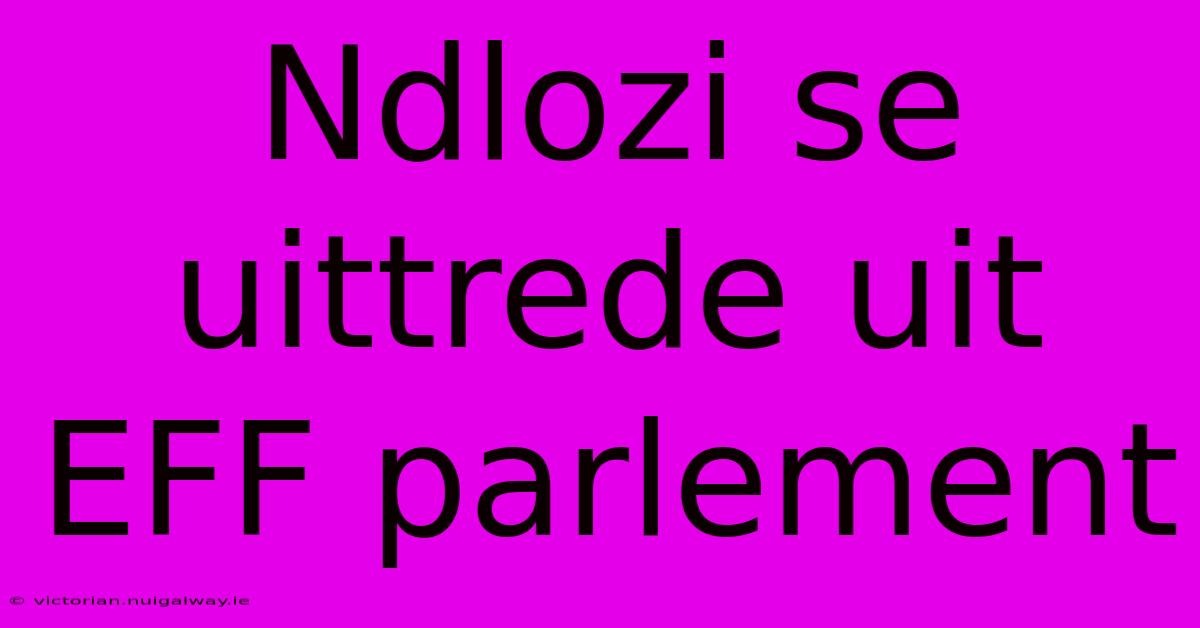 Ndlozi Se Uittrede Uit EFF Parlement