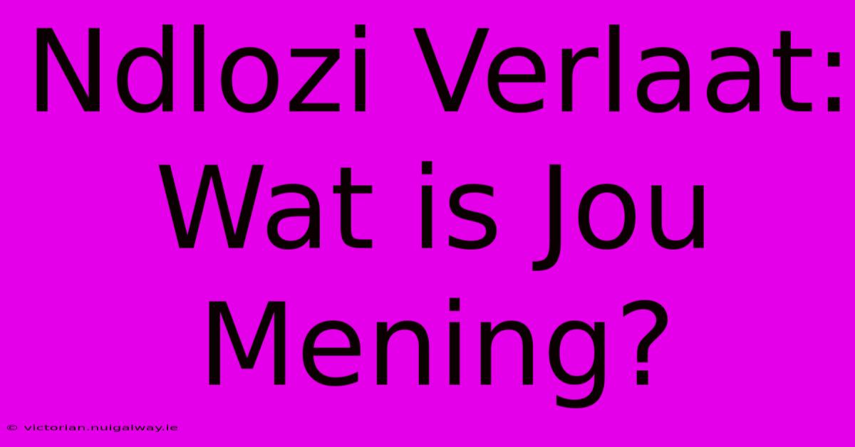 Ndlozi Verlaat: Wat Is Jou Mening?