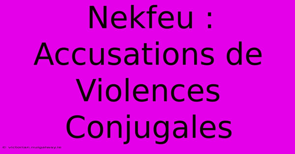 Nekfeu : Accusations De Violences Conjugales