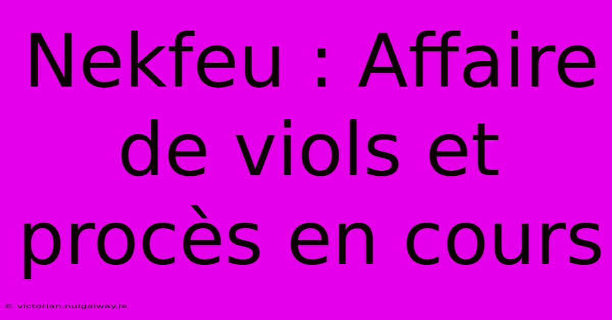 Nekfeu : Affaire De Viols Et Procès En Cours