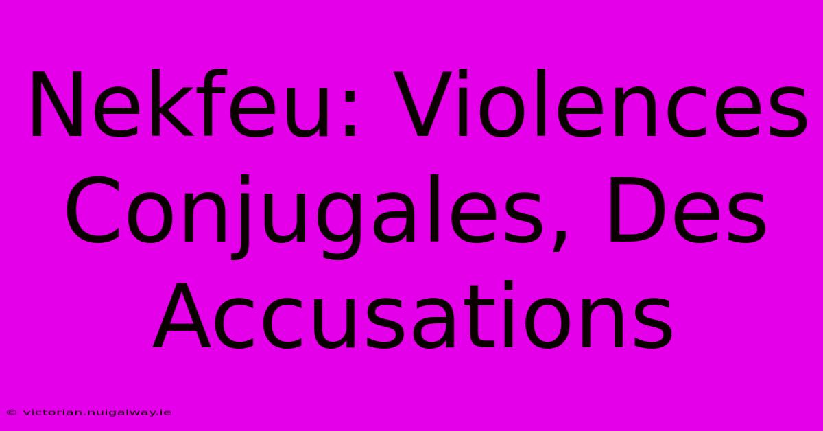 Nekfeu: Violences Conjugales, Des Accusations 