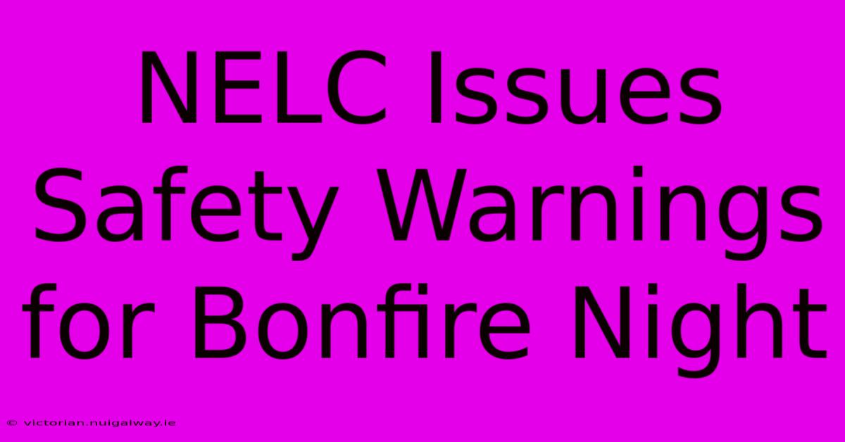 NELC Issues Safety Warnings For Bonfire Night