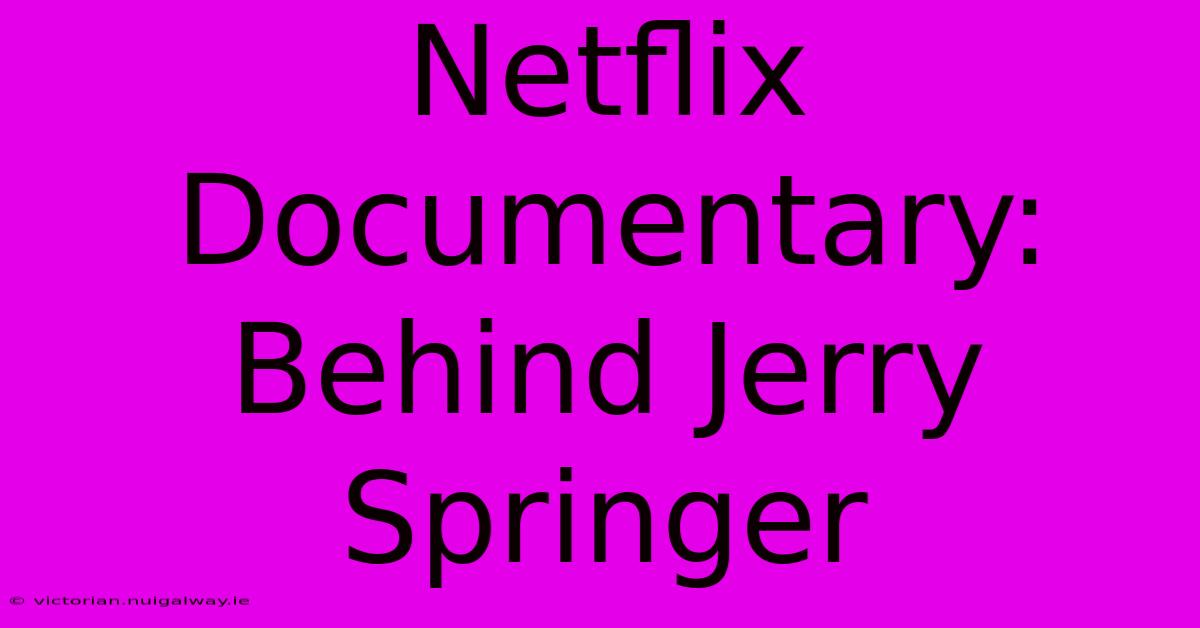 Netflix Documentary:  Behind Jerry Springer