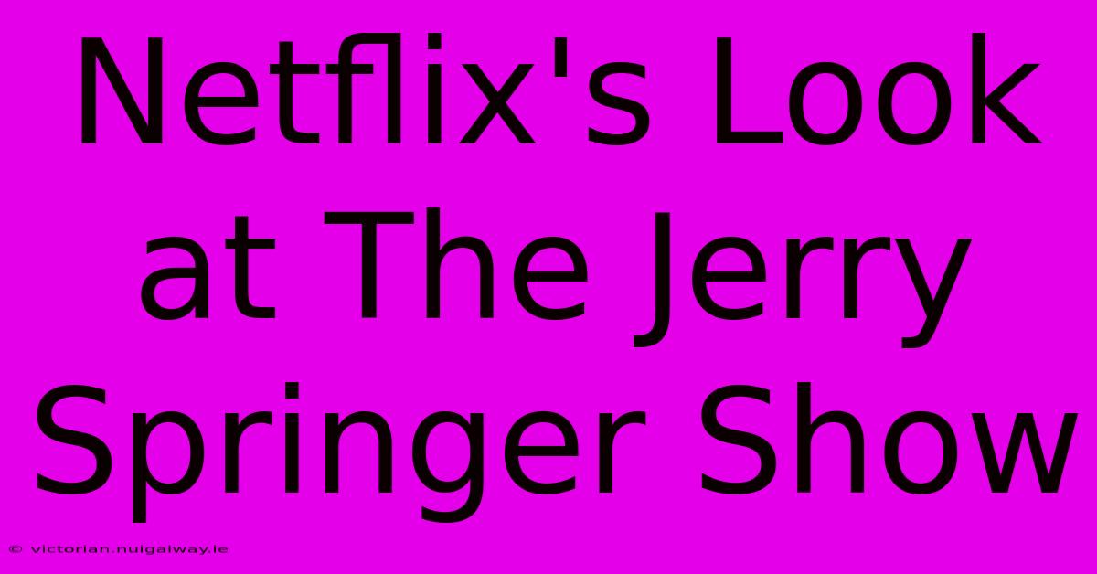 Netflix's Look At The Jerry Springer Show