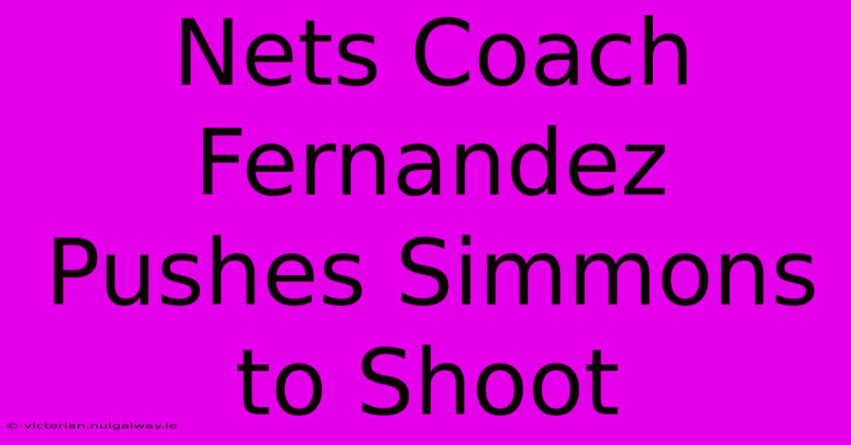 Nets Coach Fernandez Pushes Simmons To Shoot 