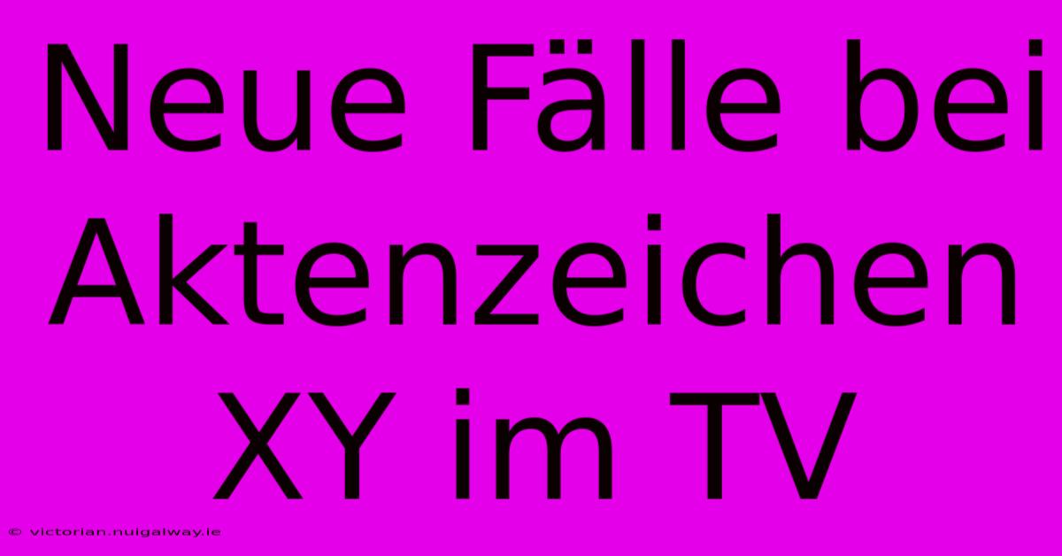 Neue Fälle Bei Aktenzeichen XY Im TV