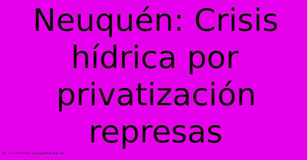 Neuquén: Crisis Hídrica Por Privatización Represas