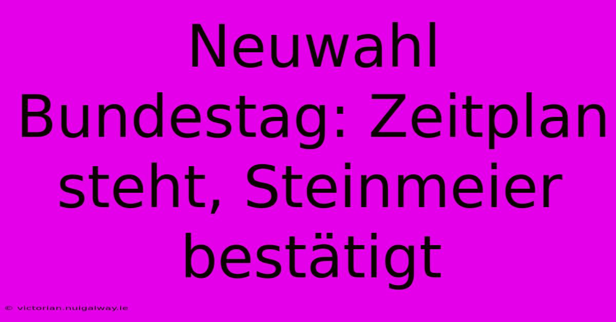 Neuwahl Bundestag: Zeitplan Steht, Steinmeier Bestätigt