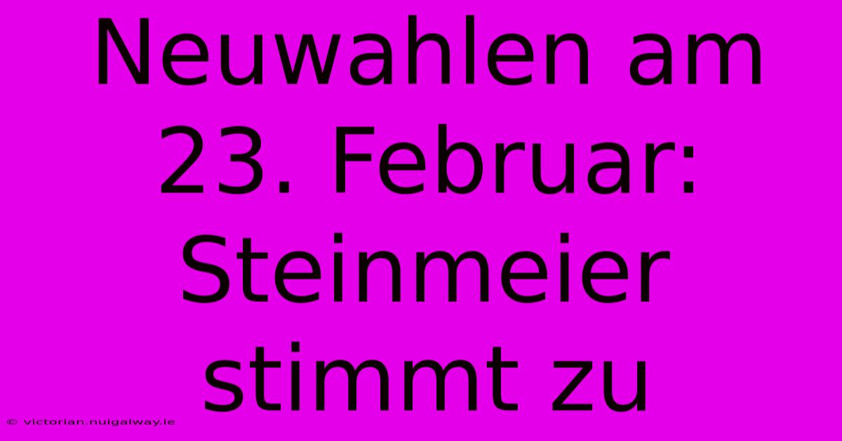 Neuwahlen Am 23. Februar: Steinmeier Stimmt Zu