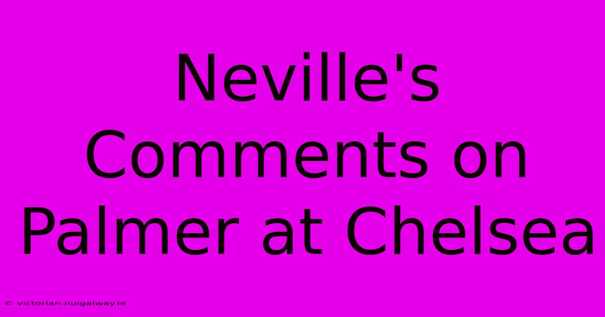 Neville's Comments On Palmer At Chelsea