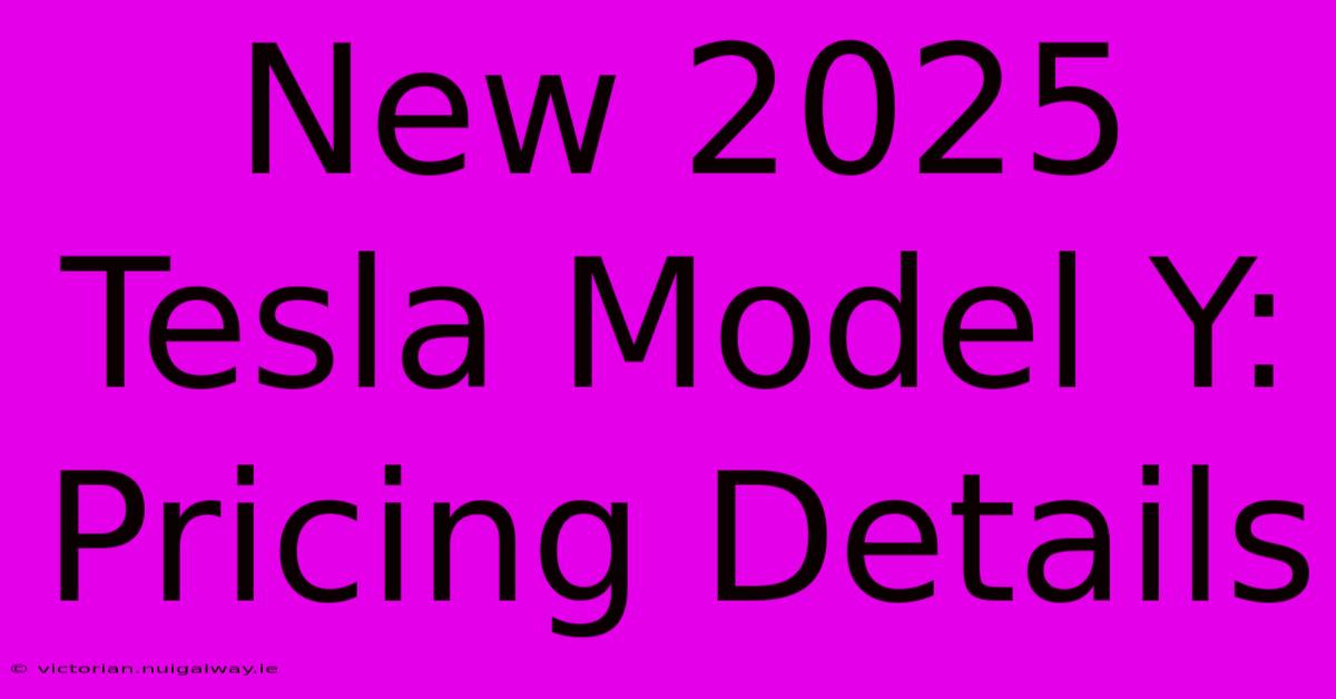 New 2025 Tesla Model Y: Pricing Details