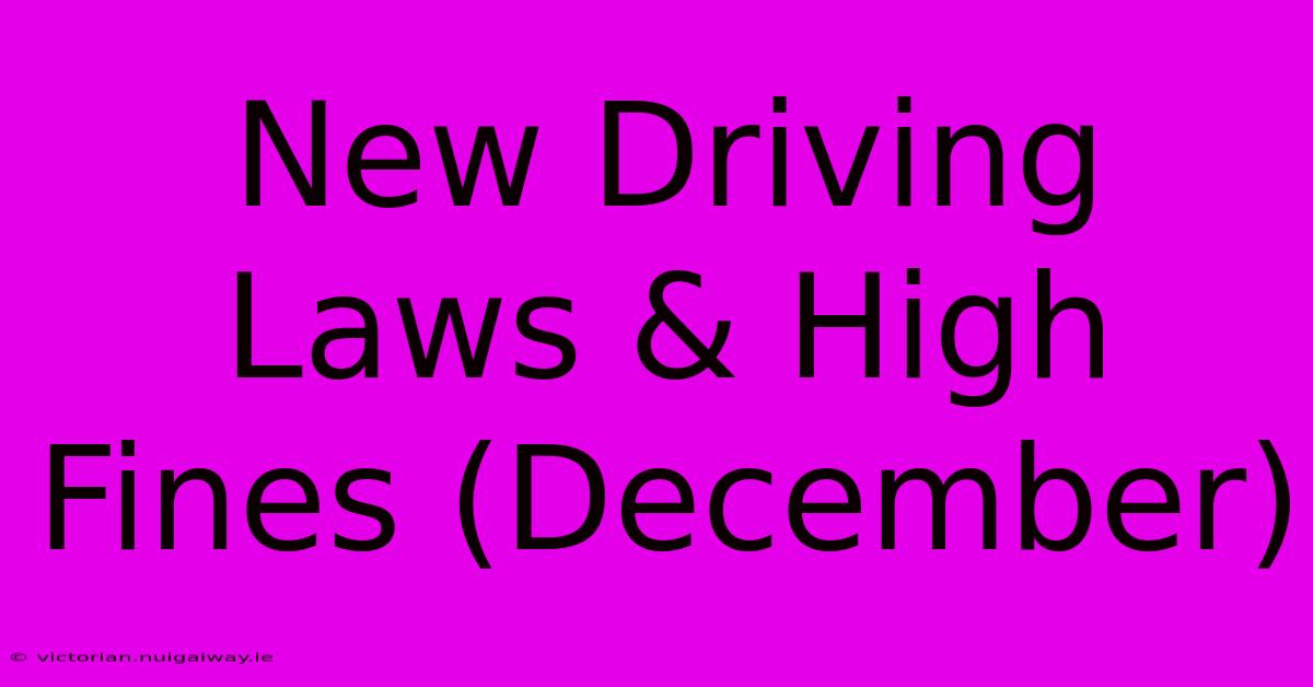 New Driving Laws & High Fines (December)