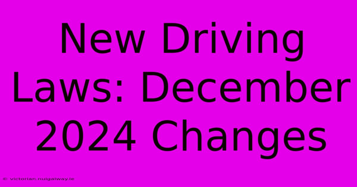 New Driving Laws: December 2024 Changes